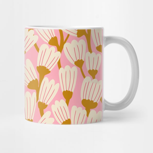 Happy blossom flower pattern in white and pink by Natalisa